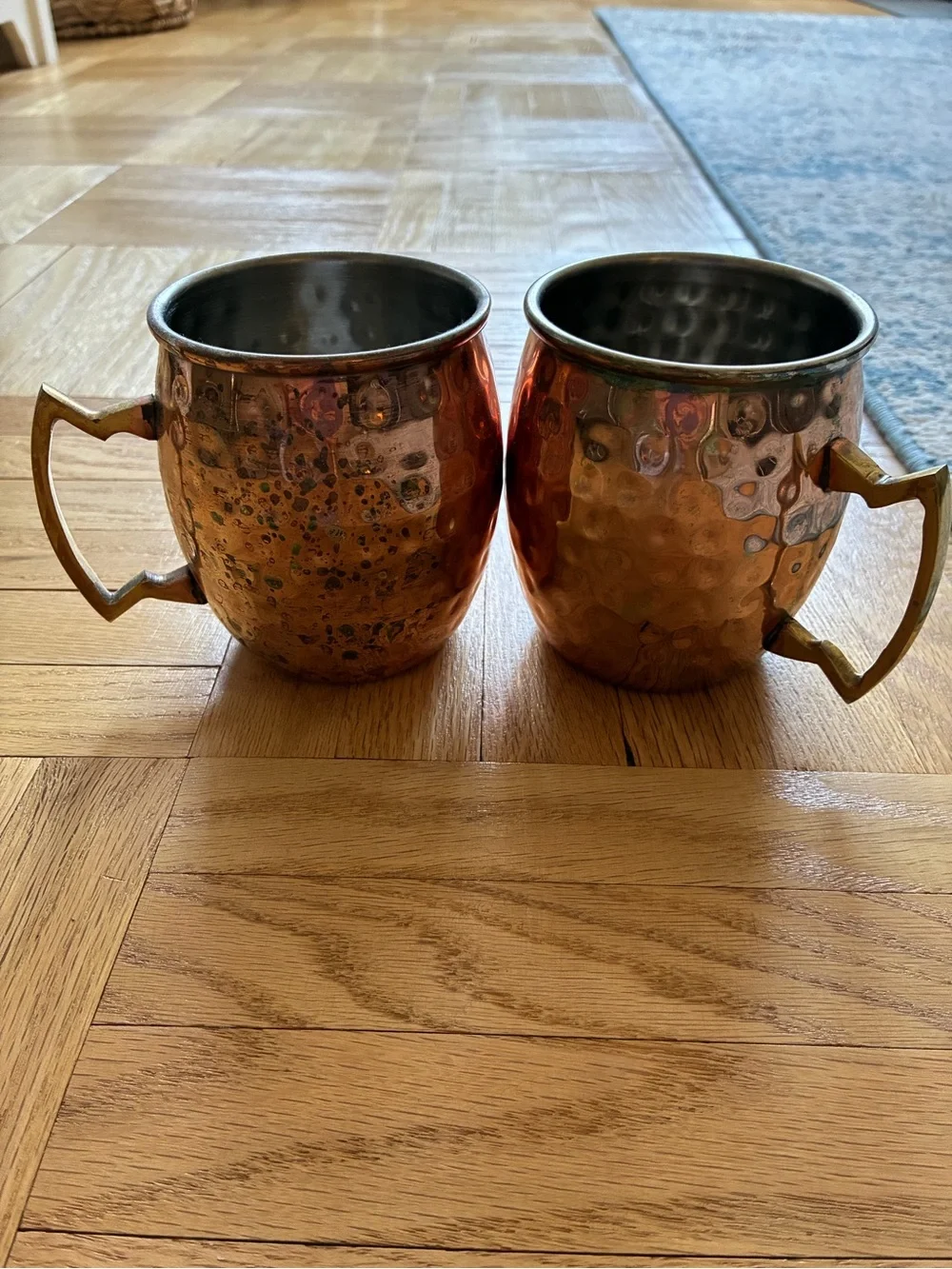 Copper Hammered Moscow Mule Mugs - Set of 2